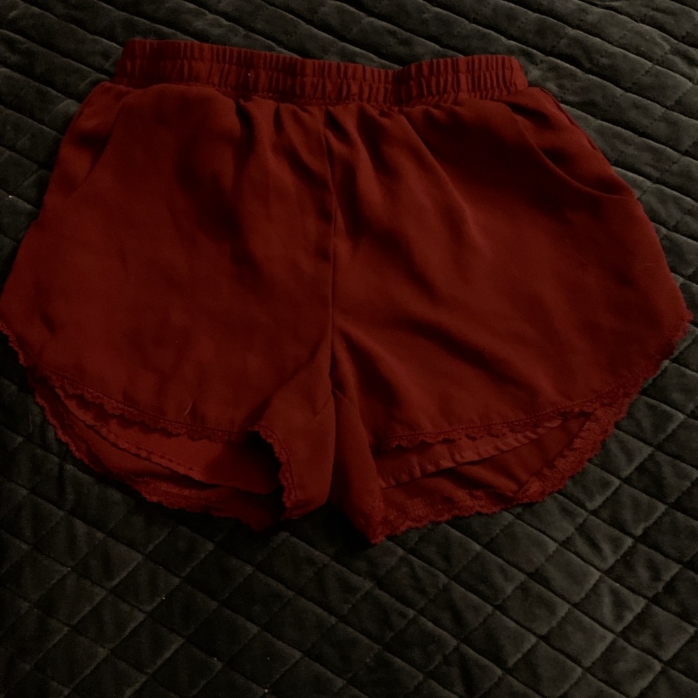 Maroon Flowy Shorts